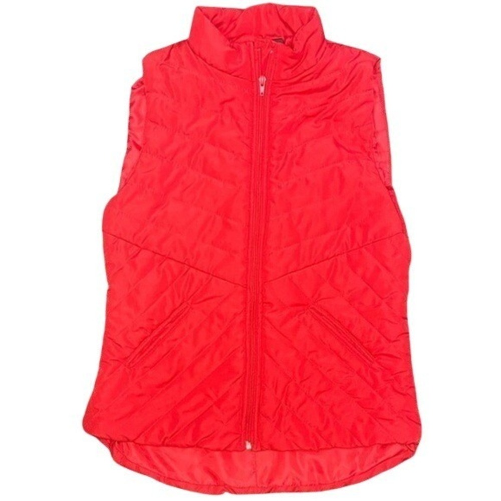 New Directions Red Quilted Puffer Vest Mock Neck Full Zip Sleeveless Jacket M